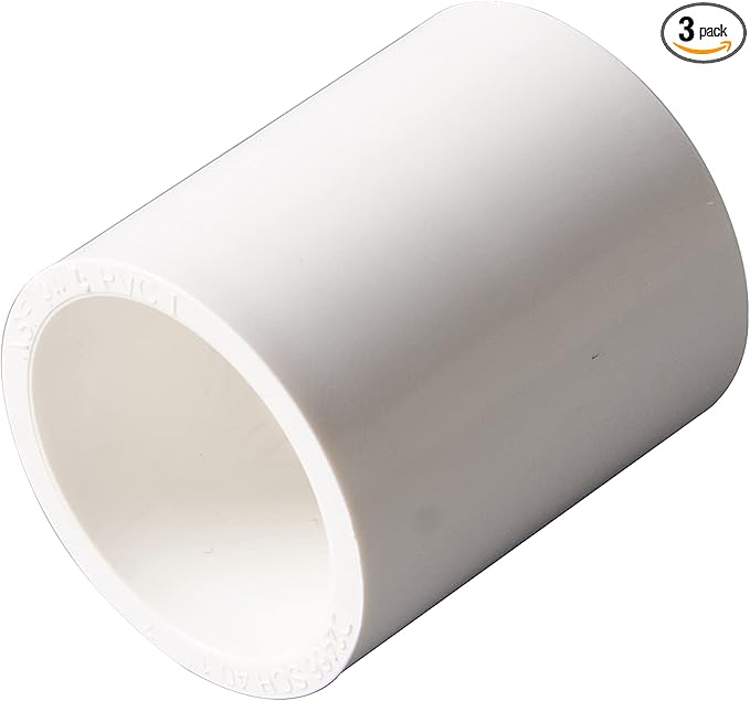 Rainbow Dream 2 Inch PVC Coupling Adapter Pipe Fitting (Socket x Socket) - 3 Pack, White
