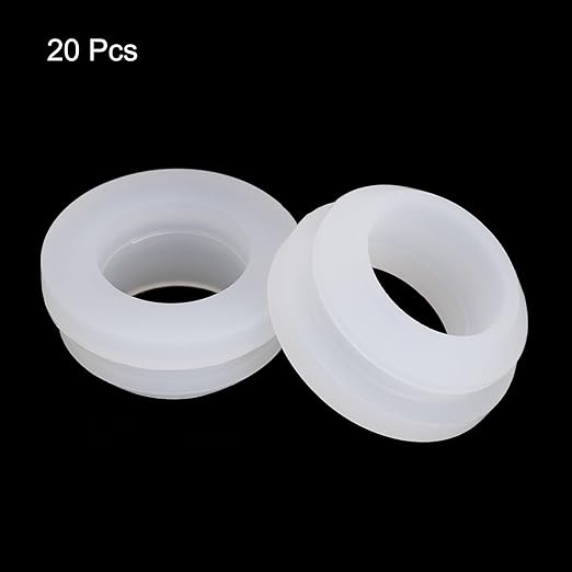 MECCANIXITY 20Pcs Snap Rubber Grommet Plug Mount Dia 13.5mm ID 10.3mm Narrow Groove Width 2mm Seal Anti-Scratch for Electrical Box Cable Pipes Transparent