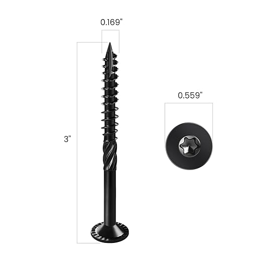 Deck Screws #14 x 3 inch, (37pcs) 1lb Heavy Duty Outdoor Wood Screws,Black Rust Resistant Epoxy Coated,Torx Drive Head,with T30 Star Bit