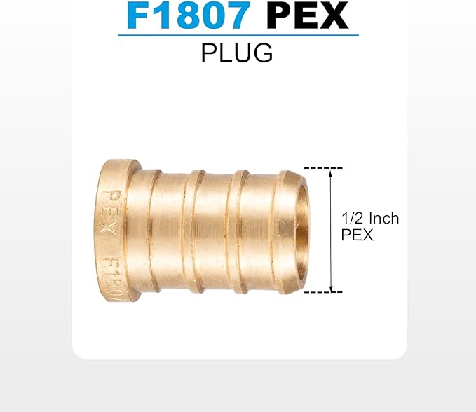 WMAXPFIT(15 Pack) 1/2 Inch PEX Plug F1807, LF Brass crimp fitting for PEX-b pipe