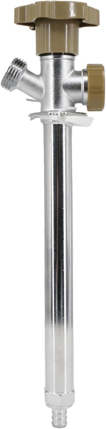 8-inch Anti-Siphon Frost Free Sillcock, Quater Turn 3/4-Inch Hose Bibb x 1/2-Inch PEX End,No Lead Brass Valve Frost Proof Outdoor Faucet Spigot