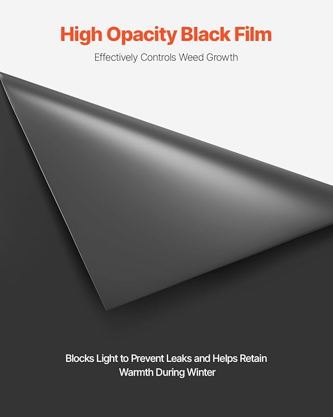 VEVOR 24' x 100' Plastic Sheeting Heavy Duty, 6 Mil Thick Plastic Sheeting Roll, Plastic Drop Cloth Painters Tarp, Polyethylene Covering for Crawl Space Vapor Barrier, Multi-Purpose, Black