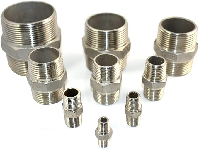 1/8" x 1/8" NPT Male Threaded Hex Nipple,Stainless Steel 304 Quick Coupler Pipe Fitting (1/4")