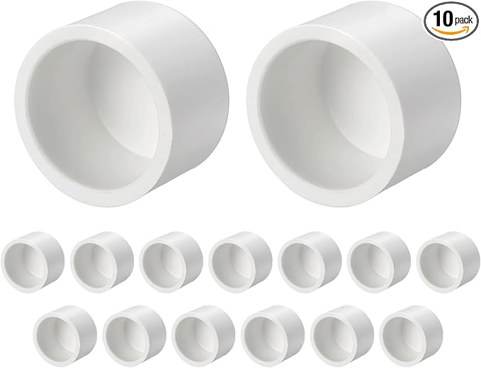 10 Pcs 1" PVC External End Cap Fitting, SCH40 Furniture Grade PVC Pipe Plug Adapter, Pipe Cover Fittings for DIY Project, Irrigation System, Plumbing Framework, Garden Structures