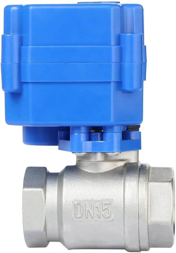 U.S. Solid Motorized Ball Valve- 1/2" Stainless Steel Ball Valve with Full Port, 9-24V AC/DC and 2 Wire Auto Return Setup