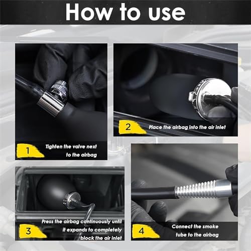 Universal Easy Intake Adapter automotive smoke machine leak detector Automotive Smoke Machine Bladder, Pipes Fuel Leakage Detector for Automotive Smoke Leak Detector Diagnositc Test Power Converters