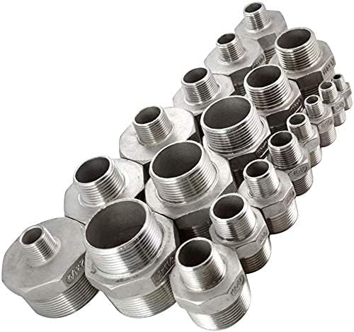 Male Hex Nipple Threaded Reducer Connector Pipe Fitting Adapter,Stainless Steel 304 NPT (2" x 1-1/2")