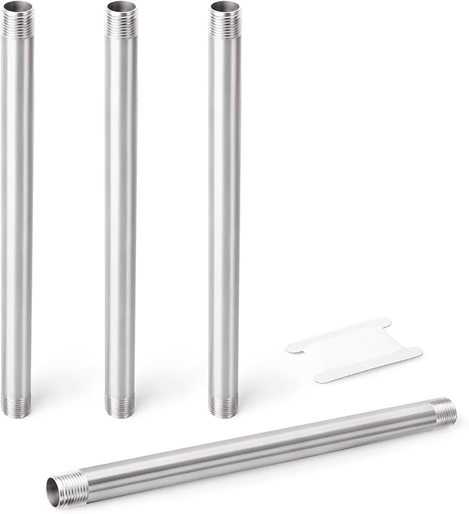 TAISHER 4PCS Stainless Steel Pipe Fittings, 1/4" NPT x 1/4" NPT Male Threaded, 12" Length Nipple Cast Pipe