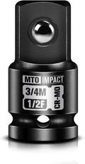 MTO 1/2" Female to 3/4" Male Impact Socket Adapter, 1/2-Inch Impact Socket Adapter, Chrome Molybdenum Alloy Steel