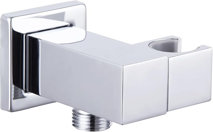 Angle Simple Wall Union with Shower Head Holder, Brass Swivel Shower Wand Bracket, Supply Elbow and Water Outlet, Male 1/2" IPS, Chrome