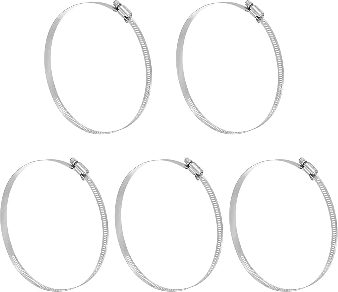 MECCANIXITY 6 Inch Stainless Steel Hose Clamp, Worm Gear Clamp Adjustable 5 5/9"-6 1/2"(141-165mm) Fuel Line Hose Clamps Duct Clamp for Pipe Plumbing Automotive Mechanical (Pack of 5)