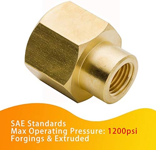 Brass Reducing Coupling 1/2" NPT Female x 1/4" NPT Female, Hex Reducer Coupler Adapter Pipe Fitting 1200psi (Pack of 2)