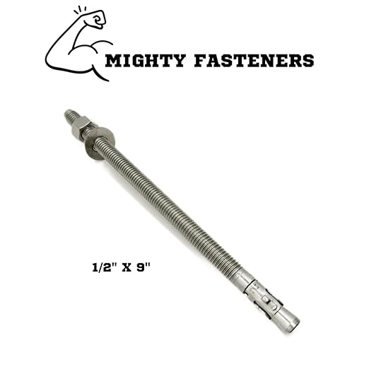 Wedge Anchors – Heavy-Duty 304 Stainless Steel Expansion Bolts for Concrete & Masonry, Rust-Resistant & Durable - 1/2" X 9" - 25 Pack