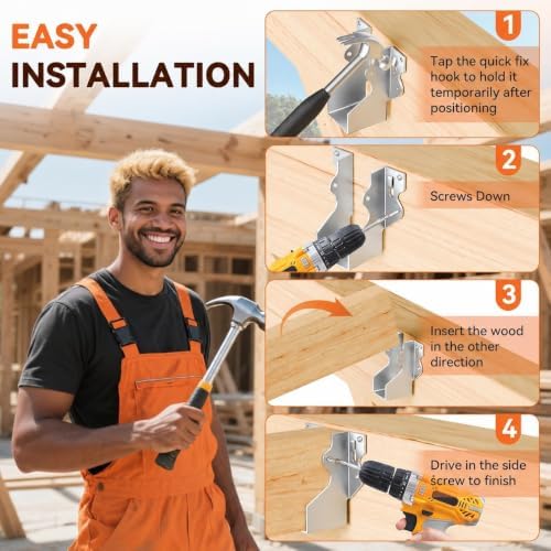 20 pcs 2x4 Joist Hanger,LU26 18 Gauge Double Shear Face Mount Joist Hanger,Hurricane Ties for Rafters Tie Brackets Great for Floor Deck and Ceiling Joists