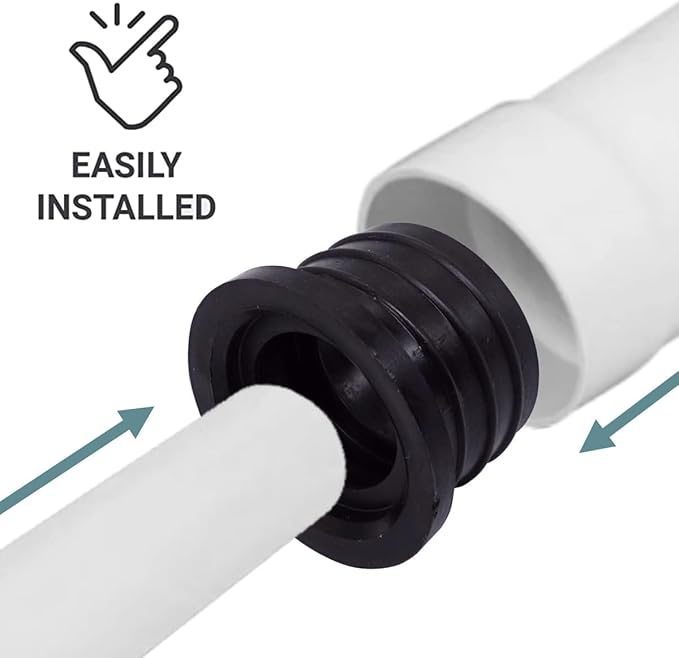 (Pack of 5) Black Rubber Sleeve for Drain Pipe, 1.57" x 1.26" (40 x 32 mm) Pipe Connector, Adaptor, and Reducer