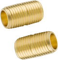 Legines Brass Pipe Fitting Close Nipple, 1/4" NPT Male x 1/4" NPT Male, 7/8" Length 1200psi (pack of 2)
