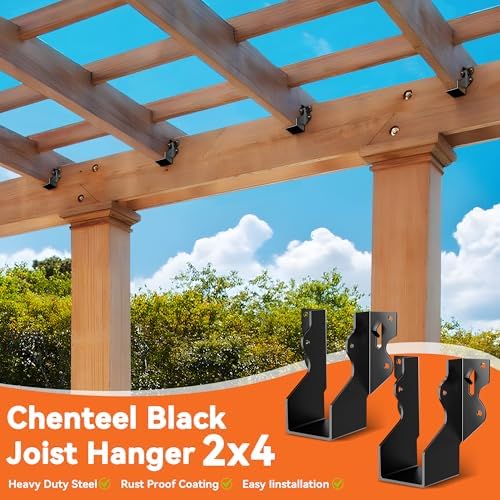 20 Pcs Black 2x4 Joist Hanger,LU24 18 Gauge Double Shear Face Mount Joist Hanger,Hurricane Ties for Rafters Tie Brackets Great for Floor Deck and Ceiling Joists