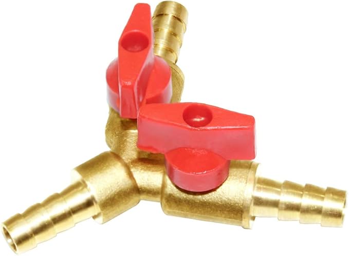 Joywayus 3/8" Hose Barb, Y shaped Type 3 way Union Intersection/Split Brass Shut off Ball Valve Fitting