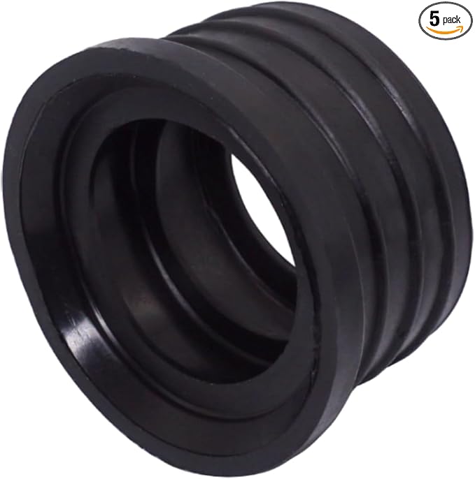(Pack of 5) Black Rubber Sleeve for Drain Pipe, 1.57" x 1.57" (50 x 40 mm) Pipe Connector, Adaptor, and Reducer