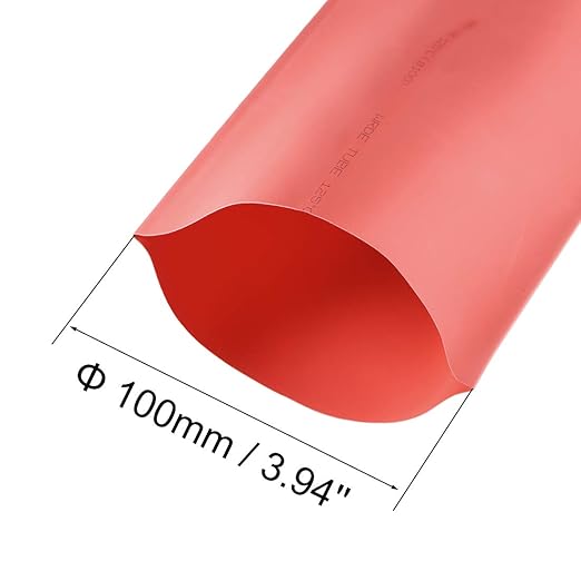 uxcell Heat Shrink Tubing, 4"(100mm) Dia 162mm Flat Width 2:1 Rate Shrinkable Tube Cable Sleeve 1m - Red
