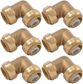 SharkBite 1 Inch 90 Degree Elbow, Pack of 6, Push to Connect Brass Plumbing Fitting, PEX Pipe, Copper, CPVC, PE-RT, HDPE, U260LF