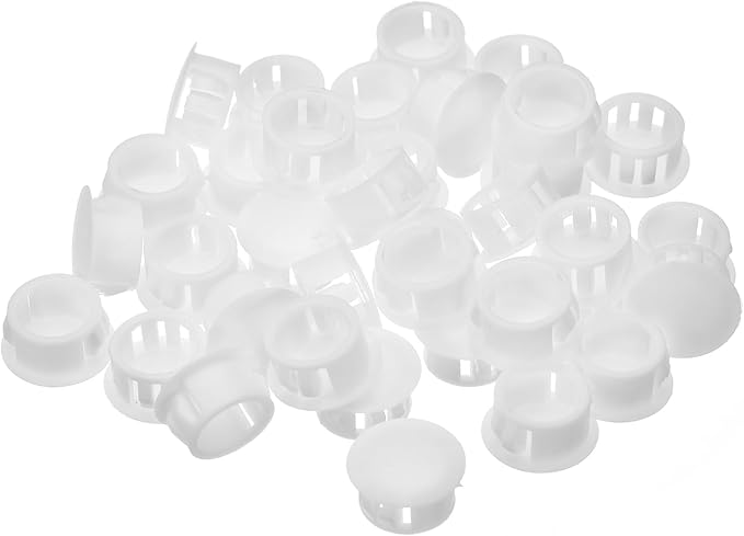 uxcell 16mm(5/8") Plastic Hole Plugs, 36Pcs Flush Type Panel Round Snap in Fastener Knockout Locking Plugs for Furniture Insert End Caps Panels, White