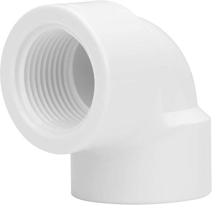 10Pack 3/4" Double Female Thread 90 Degree PVC Elbow Pipe Fitting Connector SCH40 3/4IN F to F Threaded 90 Degree Elbow PVC Corner Adapter Pipe Fitting for Home Sewer Plumbing Water Line