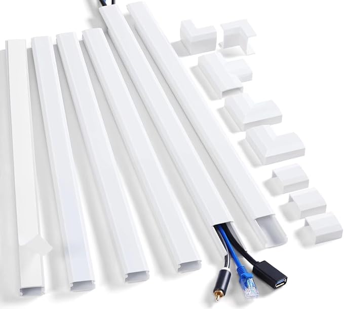 ZhiYo 94.5in Cord Cover Wall Kit, Cord Hider Wire Covers for Cords Wall Mounted TV, Paintable Wire Hiders, TV Cable Hider Cord Concealer, 6 x L15.7in W0.98 H0.5in, White