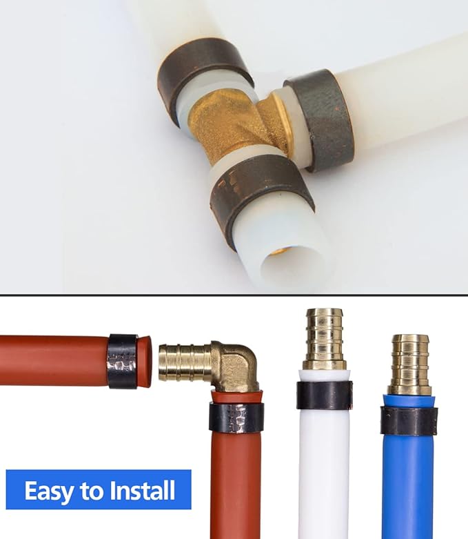 15pcs 1/2" PEX Fittings, Elbow TEE Straight Couplings Set, PEX Brass Crimp Fitting Combo with Tees, Elbows, Straights