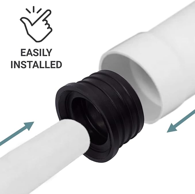 (Pack of 1) Black Rubber Sleeve for Drain Pipe, 1.57" x 1.57" (50 x 40 mm) Pipe Connector, Adaptor, and Reducer