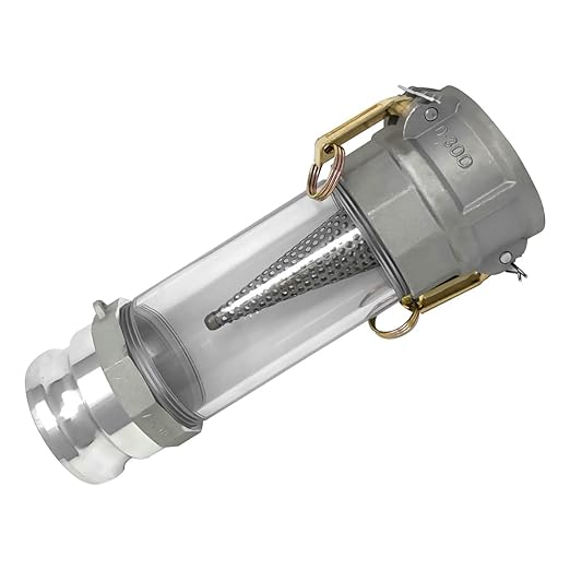 Gloxco 3" in-line Camlock Polycarbonate Sight Glass and Strainer Assembly (CAM-30-SGST-PCAL)