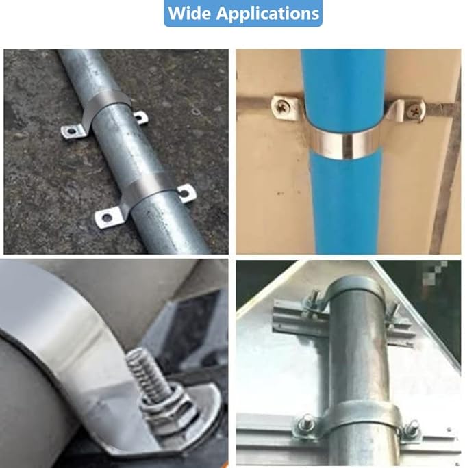 5 PCS 3 Inch（76mm） Heavy Duty U-Pipe Strap Clamp-2 Hole,Stainless Steel-304 Rigid U-Bracket Pipe Clamp Hanger Fastener ID3 Inch