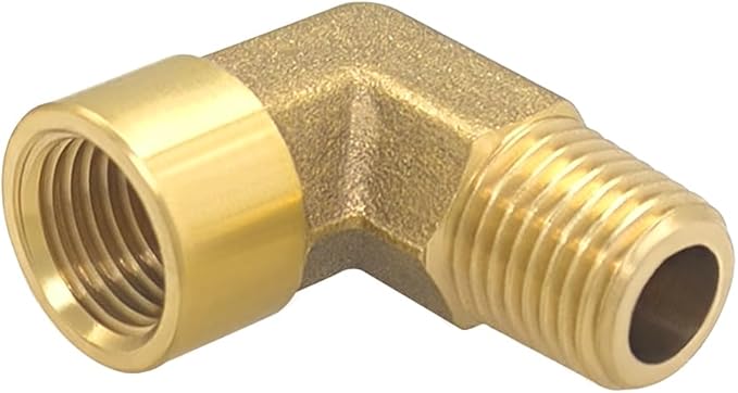 Hooshing 2PCS 90 Degree Street Elbow 1/4" NPT Male to 1/4" NPT Female Brass Pipe Fitting