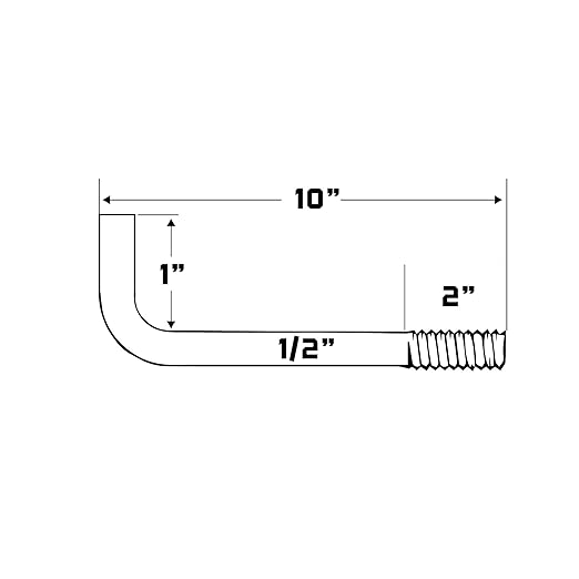 1/2"-13 x 10" L-Bolt Concrete Anchor Bolt - Hot Dip Galvanized by Conquest Fasteners