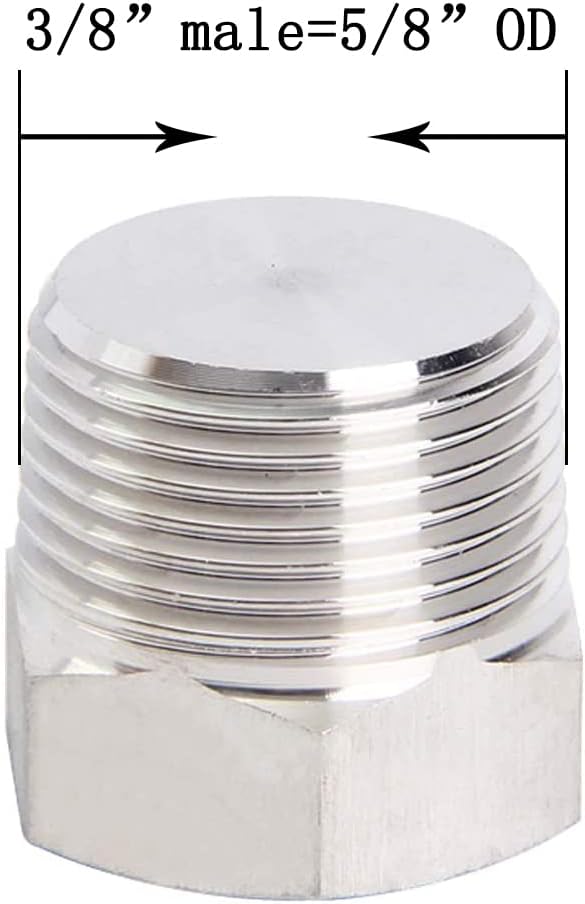 Joywayus 4Pcs Stainless Steel Outer Hex Thread Socket Pipe Plug Fitting 3/8" NPT Male