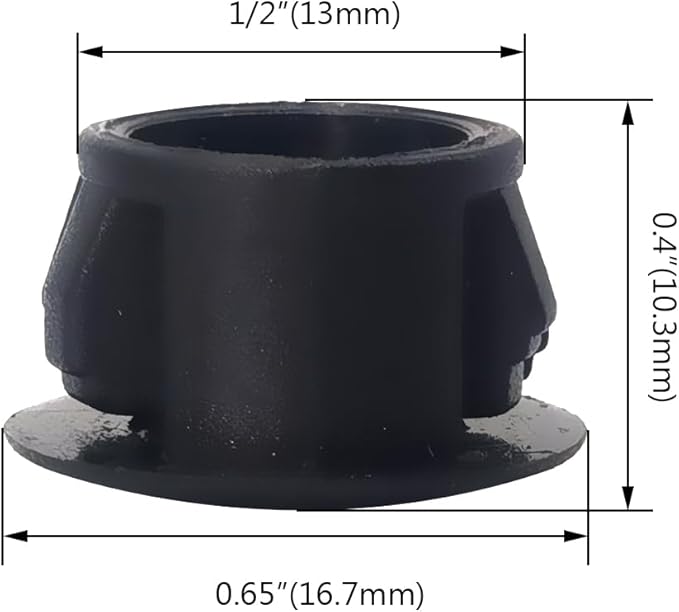 Hole Plugs 1/2" Plastic Flush Type Hole Plugs Snap in Locking Hole Tube Screw Caps Drilling Cover Plugs Fastener Covers for Kitchen Cabinet Furniture Black 50 Pack