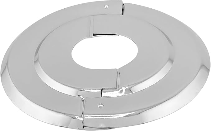Retrofit Fire Sprinkler Escutcheon Cover Plate 1/2" IPS - Beveled 2 Piece Stainless Round Split Flange for Easily Covering Gaps Between Fire Sprinkler Pipe and Ceiling or Wall - 1 PK