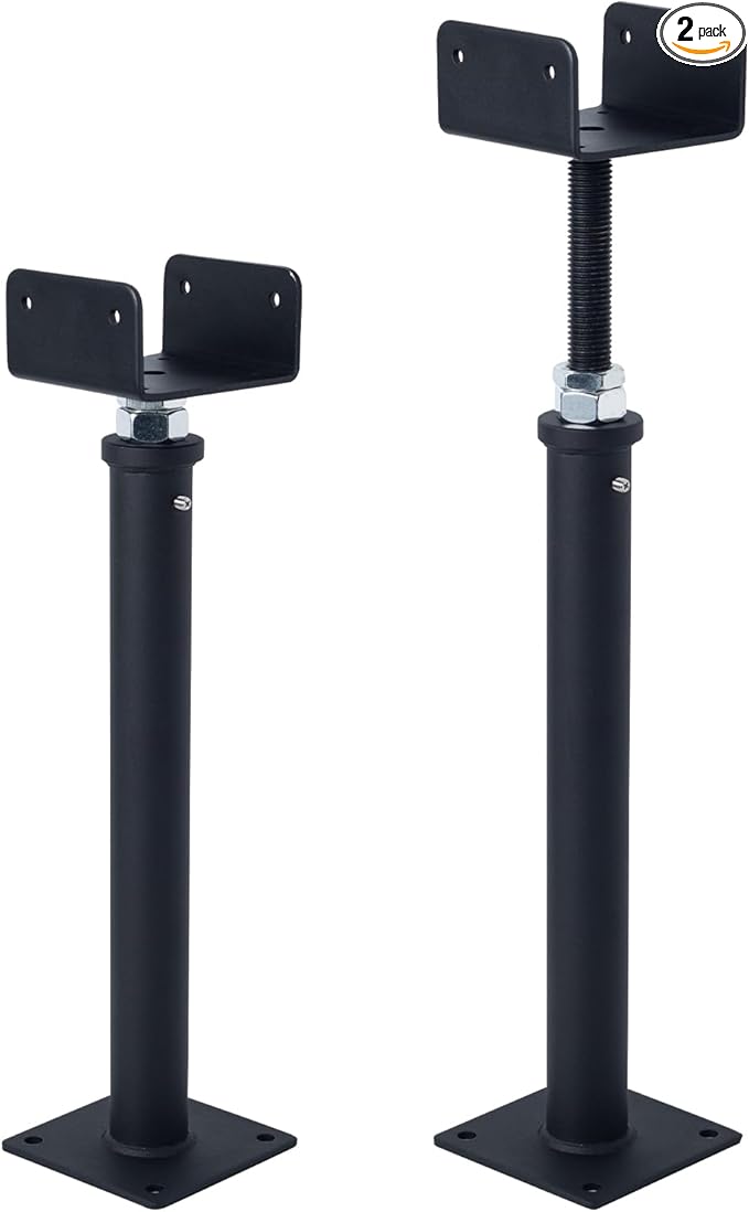 2 Pack U-Shaped Floor Jack, Heavy Duty Adjustable Steel Telepost with U-Head for 4x2, 4x4, 4x6 Joists, 15-19 Inch Adjustment Range, Screw Jack Post for Beam Support & Leveling