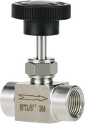 Angry Pony Stainless Steel 304 NPT 3/8 female Straight Needle Valve, High Pressure Hydraulic Flow Control Valve for Water Oil Gas Systems, 900 PSI