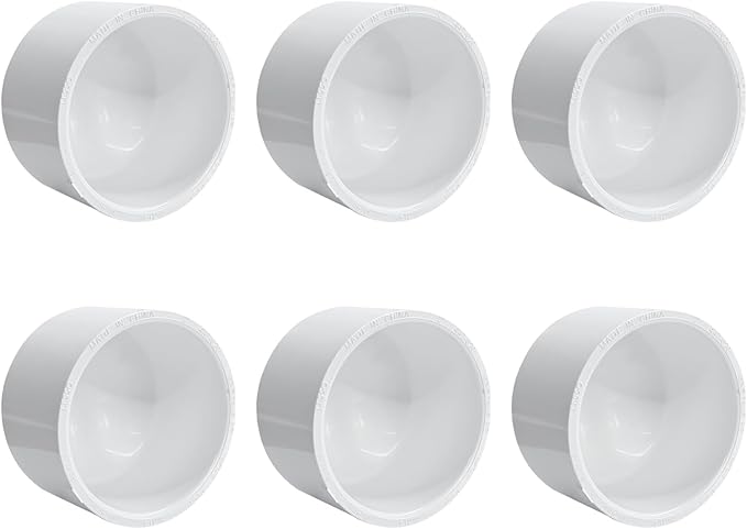 LESSO 1 inch PVC Pipe End Cap | 6 Pack Schedule 40 Industrial Pipe Fittings 1" PVC Pipe External Plug Adapter for Build Furniture DIY Garden Shelf, White