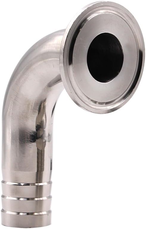 DERNORD Sanitary Hose Barb Pipe Fitting 1.5" Tri Clamp (50.5MM Ferrule) 90 Degree Elbow (Tube OD: 1/2"/12MM (1.5 Tri-clamp))