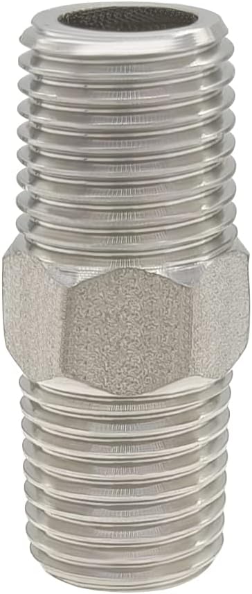 Hooshing 1/4" NPT Stainless Nipple Male to Male Pipe Fittings for Brew Kit Home Piping, Pack of 4