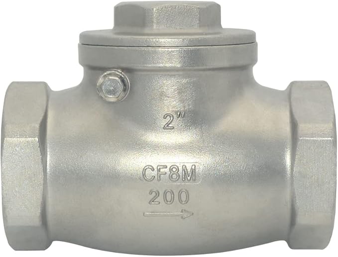 Stainless Steel SS316 Swing Check Valve,NPT Female x Female Thread,WOG 200 PSI PN16 CF8M (2")
