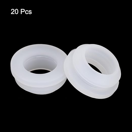 MECCANIXITY 20Pcs Snap Rubber Grommet Plug Mount Dia 12.5mm ID 9.5mm Narrow Groove Width 2mm Seal Anti-Scratch for Electrical Box Cable Pipes Transparent