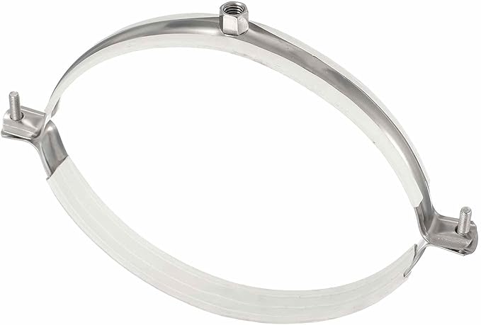 HARFINGTON 201 Stainless Steel 7.5-7.9"/190-200mm Split Ring Pipe Hanger Pipe Strap Clamp Split Ring Hanger with Rubber for Tubing Shower Curtain Tiki Torch, Silver Tone