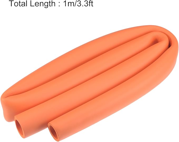 uxcell Foam Tubing for Handle Grip Support, Pipe Insulation Outside Pipe Lagging, 32mm(1 1/4") ID 44mm OD 1m Orange