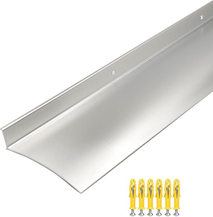 Extra Wide 5.12" W Door rain drip Guard Overhead,43.3" L Aluminum drip Cap for Exterior Doors Window Top,rain drip Edge Flashing,Water Deflector,rain Diverter,Anodized Silver 1PCS