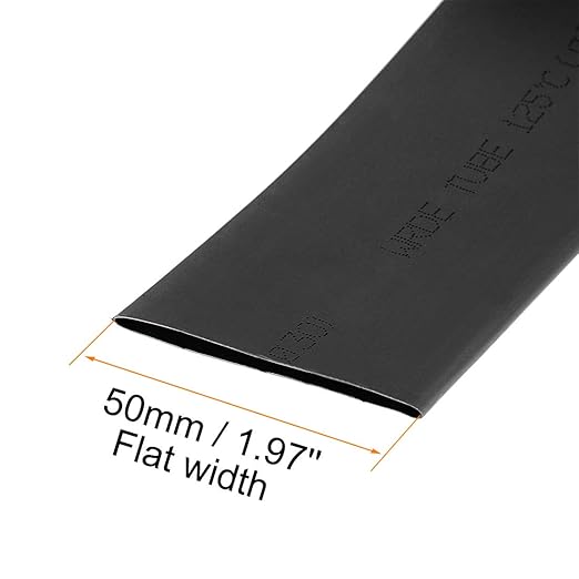uxcell Heat Shrink Tubing, 30mm Dia 50mm Flat Width 2:1 Rate Shrinkable Tube Cable Sleeve 1m - Black