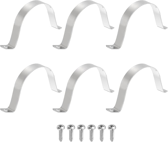 uxcell 6Pcs 76mm(3") One Hole Rigid Pipe Strap, 304 Stainless Steel Conduit Clamp Thicken U Bracket Heavy Duty Pipe Clamp with Self-Tapping Screws for Fixing Tube Cable, Silver