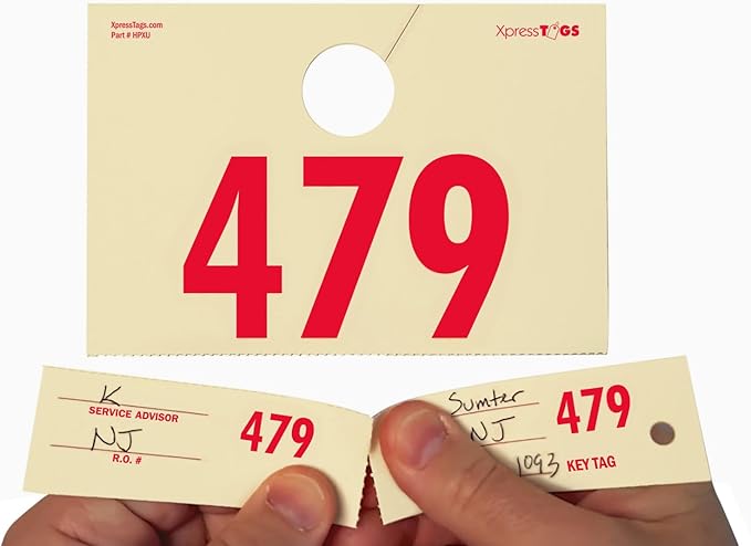 SmartSign 1000-Pack Vehicle Hang Tags, 6" x 7" Double-Sided Car Service Valet Tags with Sequential Numbering 000-999, Dispatch Numbers